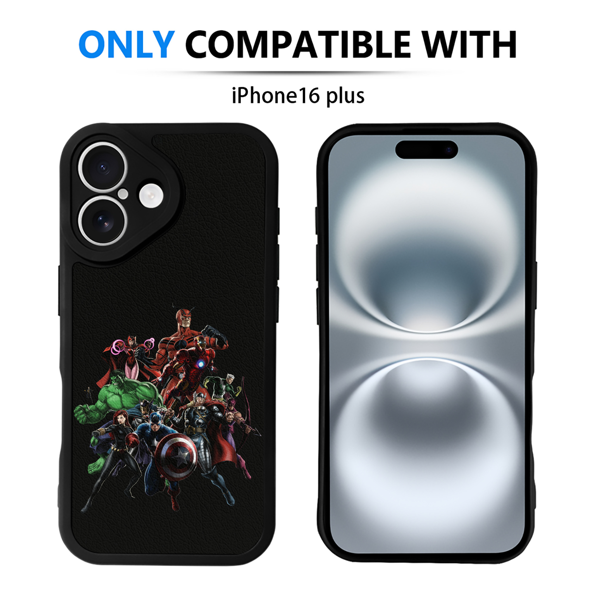 （画像用） アベンジャーズ The Avengers 【iPhone 16シリーズ対応】シリコンスマホケース（レザー調） 材質：シリコン